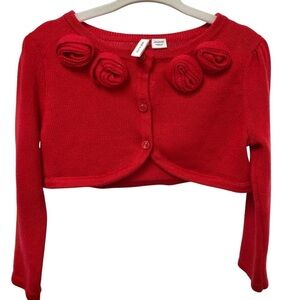 Janie and Jack Red Rose Bolero Button Closure Size 18-24 Months
